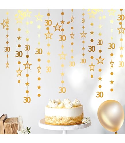 OakTree Sparkling Fizz Hängewirbel '30' – 6 Stück, Weiß & Roségold, Für 30. Geburtstagsdeko, 81 Cm Länge
