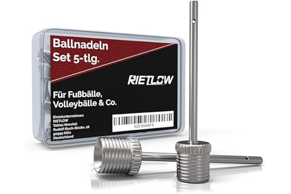 Rietlow Kit d'aiguilles à balle, aiguilles de pompe à balle, en acier inoxydable robuste et résistant, aiguille pompe à balle, avec boîte de rangement pratique