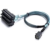 CableDeconn SFF-8643 Internal Mini SAS HD to (4) 29pin SFF-8482 connectors with SAS 15pin Power Port 12GB/S Cable (1M)