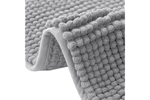 flintronic Antypoślizgowa mata łazienkowa, 40 x 60 cm, szenilowa, miękka i wygodna, bardzo chłonna, puszysta mata łazienkowa, nadaje się do prania, szybkoschnąca, srebrno-szara