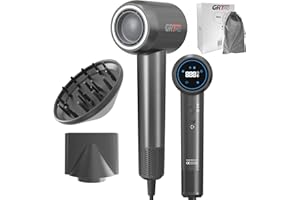 GRT PRO Ion Hair Dryer Suszarka do włosów 2200W z dyfuzorem Suszarka do włosów 200 milionów jonów ujemnych - 390g Kompaktowa, lekka, inteligentna kontrola czujnika Szybkie suszenie (szary)