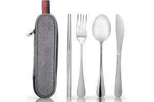 Camping bestickset 1 person, campingbestick To Go | kniv gaffel sked ätpinnar rostfritt stål resebestick med fodral, bestick