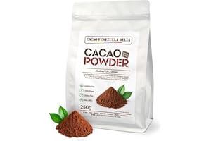 CACAO VENEZUELA DELTA Cacao V Delta Cacao Puro en Polvo Alcalinizado 250g - Polvo 10/12 Sin Azúcar, Sin Gluten, Sin Alérgenos, Vegano y No GMO - Antioxidante con Flavonoides para una alimentación Óptima