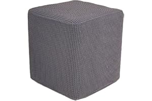 AQIGR Funda Otomana Puff Cuadrada Elástica Funda de Reposapiés de Sofá 50x50/60x60/80x80 Funda para Taburete Extraíble Moderno Protector de Puff con Parte Inferior Elástica(Dark Gray,40x40x40cm)