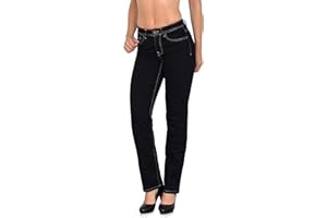 ESRA Jean Femme Jeans Droit Pantalon en Jeans Taille Normale Straight Fit Jean de Grandes Tailles G100