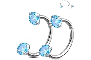 OUFER Body Piercing 2PCS 316L Surgical Steel Horseshoe Nose Rings Hoops 20G Push Pin Threadless Nose Rings For Women Men CZ Horseshoe Septum Lip Eyebrow Helix Daith Ear Piercing Jewelry 7mm/8mm