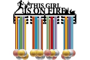 CREATCABIN Espositore Medaglie Corsa Porta Sportive Oltre 60+ medaglie Premio Telaio Appendiabiti Parete per Donne Medaglia Corridore Atleta Maratona Regalo 40x15cm-Questa Ragazza È in Fiamme