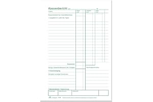 ‎RNKVERLAG RNKVERLAG 3146 - Kassenbericht mit Vorsteuererfassung, Block mit 50 Blatt, DIN A5