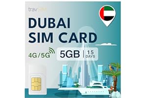 travSIM Carte SIM pour Dubaï | 15 jours – 5 Go de données SIM | Données haute vitesse 5G/4G | Accès Internet illimité pour Google, Facebook, WhatsApp, Instagram et plus encore