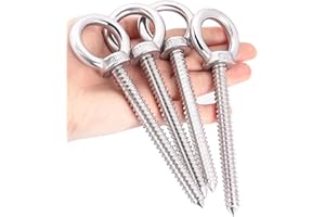 OHIYO 14 cm Heavy Duty Eye Hooks M10 Self Tapping Eyelet Screw Load Capacity 1000LBS Heavy Duty Screw in Eye Hooks for Hammock Stand, Swing Chair, Yoga, Heavy Indoor & Outdoor Uses (4Pack- M10)