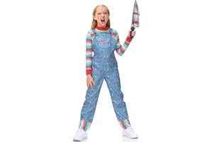 BesserBay Kids Halloween Costume Set Fancy Blue Dungarees with Striped Top 4-14 Years