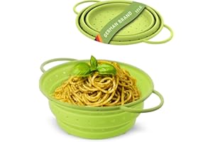 Coolinato, scolapasta pieghevole da 24cm di diametro in silicone, lavabile in lavastoviglie, colapasta per lavello, colino per scolare, colore verde