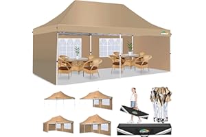 COBIZI Gazebo 3x6m with Sidewalls, Commercial Pop up Gazebo, UPF50+ Protection, 100% Waterproof Gazebo with Portable Bag, Adjustable Leg Heights, Ideal for Patio Parties, Garage