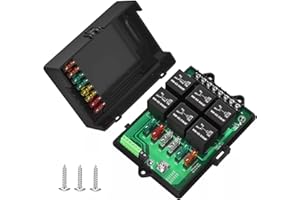 LIWOGI Caja de relé de fusibles de 12 V, impermeable, universal, con relé de 6 vías y fusibles planos de 14 ATC/ATO para coche, camión y barcos