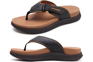 KuaiLu Mens Flip Flops Men's Recovery Walking Sandals Adjustable Orthotic Thick Athletic Cushion Sport Slides for Man, Water Resistant & Lightweight, Soft Comfort Fit & Arch Support