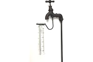 Crispe home & garden Regenmesser - Wasserhahn - dekorativ und robust - Höhe 84 cm - Niederschlagsmengenmesser aus Glas und Gusseisen - Wetterstation - wetterfest für den Garten