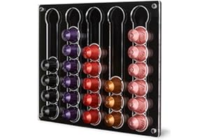 MOLEDINO Rangement Capsule Mural pour Nespresso Original 30 Caps, Adhésif & Aimant Acrylique Porte Distributeur, Support Capsule pour Placard de Cuisine Réfrigérateur (Transparent & Noir)