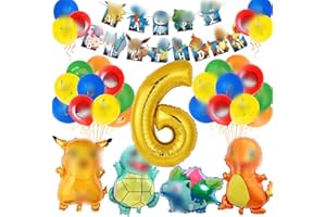 QISHENG Decorazione Compleanno, Decorazione per Feste di Compleanno, Cartone animato Palloncini Set,per feste di compleanno, eventi scolastici, decorazioni per eventi a tema (6 Anni)