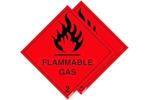 Pack of 2 Gas Sticker Self adhesive (100 x 100 mm) Waterproof Flammable Sticker for Workplace, Transport and Public Safety Areas Sara Prints®