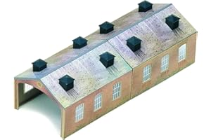 Hornby R8004 OO Gauge Engine Shed - Model Railway Accessories, Miniature Diorama Scenery for Hornby Train Sets - Lifelike Train Engine Shed Model - Scale 1:76, Brown