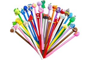 Dantolo 32 Piezas Bolígrafos Divertidos de Tinta de Gel de Dibujos Animados, Estilos Surtidos Aleatorios Bonitos Bolígrafos Fríos de Tinta Negra de 0,5mm