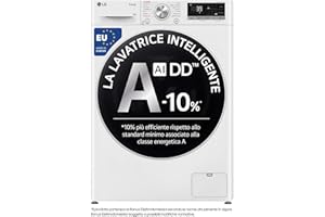 LG AI DD F4R709TAIDD Lavatrice Classe A -10%, Carica Frontale Serie R7, Lavatrice 9kg, 1400 giri, AI Wash, TurboWash 360, Lavaggio a Vapore, Wi-Fi, Motore Direct Drive, Libera Installazione, Bianca
