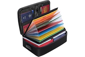 MEYUXG Caja Fuerte Ignifuga, Cajas Fuertes Pequeñas con Cerradura, Caja Seguridad para Casa, Bolsa Ignifuga con 7 Compartimentos, para Guardar Dinero, Documentos, Pasaportes y Objetos de Valor