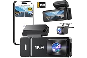 Dash Cam Front and Rear 4K+1080P,CHORTAU WiFi Dual Dash Cam with Free 64GB Card,2.99” IPS Dash Camera for Cars,Super Night Vision car camera,24H Parking Mode,G-Sensor,Loop Recording Dashcam