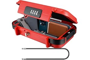 V·RESOURCING Portable Security Lock Box with 4 Digit Code, Outdoor Key Safe Removable Wire Rope, Waterproof Shockproof Combination for Home, Office, Hotel, Travel, Water Sports etc, Red