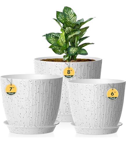 Lusibaka Blumentopf-Set – 4 Töpfe Mit Untersetzern (19/17/15/13 Cm), Grün