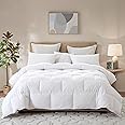 Three Geese Luxury Queen Size White Goose Feather Down Comforter, All Seasons Duvet Insert 600 Thread Count Soft 100% Organic Cotton Cover Down Proof,Medium Warmth Cozy Duvet with 8 Corner Tabs.