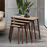 VOVVAHOME LUCİ 4L&Uuml; MDF AHŞAP ZİGON SEHPA - MEŞE