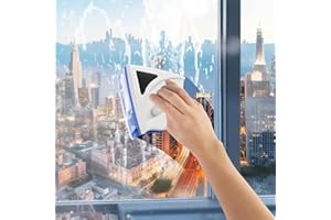 DONGCHEN Magnetic Window Cleaner for Single Glazed Windows, Double-Sided Glass Cleaning Tool with Powerful Magnet, Anti-Drop Safety Cord and Ergonomic Grip for Safe Indoor and Outdoor Use