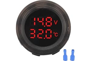 Aramox Dual Display Voltmetro di Temperatura Display Stabile e Trasparente Impermeabile Installazione Semplice Rilevatore di Termometro per Auto Voltmetro per Auto Multimetro per Auto Moto