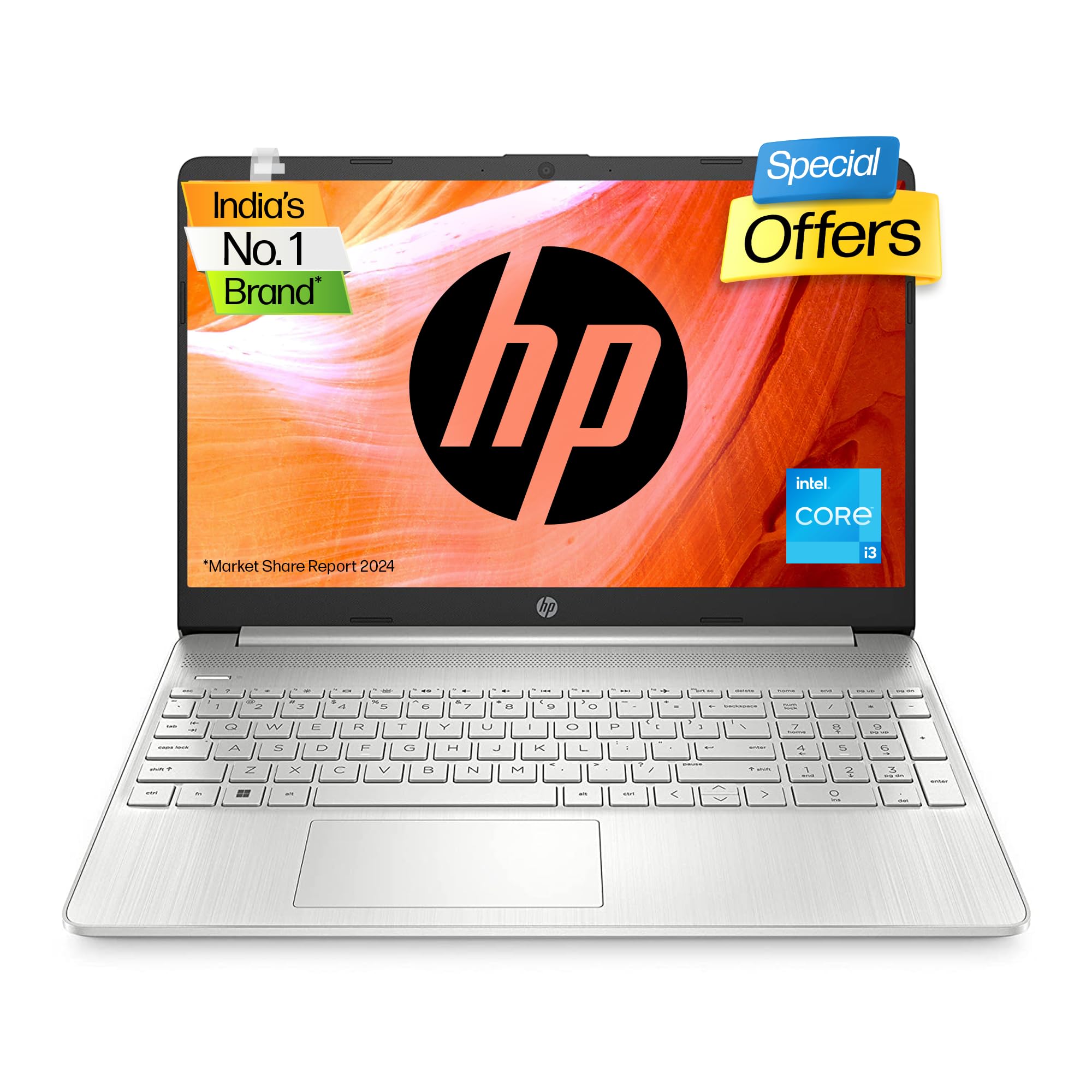 HP Laptop 15s, 12th Gen Intel Core i3, 15.6-inch (39.6 cm), 8GB DDR4, 512GB SSD, Thin & Light, Dual Speakers (Win 11, MSO 202