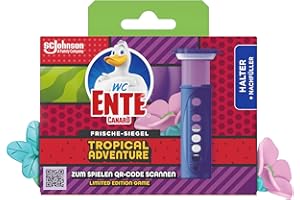 ‎WC-ENTE WC Ente Frische Siegel Starter-Set (inkl. 1 Nachfüller), körbchenloser WC Spüler, Tropical Adventure Duft, 36 ml