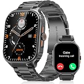 Military Smartwatch Men's 2.01 Inch HD Touch Screen IP68 Sports Watch with Answer/Make Calls Heart Rate / SpO2 / Sleep Monitor Activity Tracker 100+ Sports Modes for iOS Android Space Gray