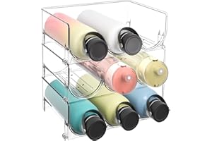 Puricon Set da 3 Portabottiglie Vino e Acqua, Mensola Portabottiglie Impilabile in Plastica, Scaffale per Bottiglie di Acqua, Scaffale Portabottiglie Acqua, Porta Bottiglie di Vino -Trasparente