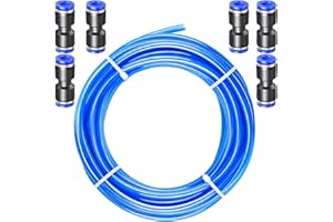 FNGYUYEUIB 10m Pneumatikschlauch, PU Pneumatic Polyurethane Schlauch, PU Druckluftschlauch, Flexibel Druckluftschlauch Set, mit 6 Stück 6mm Pneumatikverbinder Air Push-Schnellkupplungen