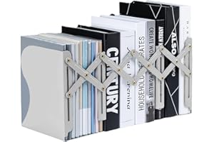 TIWIHON Book Ends - Adjustable Metal Book Ends for Shelves, Heavy Duty Expandable Bookends, Desk Bookshelf Book Storage Stand Book Holder Book Stopper Book Organizer Rack for Kids Home Office School (Grey)