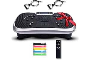 Vibration Pad with 5 Elastic Workouts, Workout and Massage, Oscillating Fitness, Vibration Plate, Exercise Machine, Home Workout, with 99 Intensity Levels and Bluetooth 5.1 Speaker
