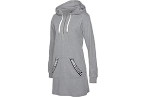 TrendiMax Damen Hoodie Kleid Herbst Langarm Sweatshirts Kapuzenpullover Streetwear Jumper Pullover Mini Kleider
