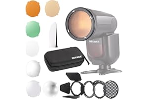NEEWER CRM2 Kit de Accesorios Magnéticos para Flash de Cabeza Redonda Z1-C Z1-N Z1-S Z2-C Z2-N Z2-S Compatible con Godox V1 Speedlites, Incluye 14 pcs Adaptador Modificador de Control de Luz de Flash