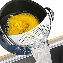 Norhogo Colino A Scatto In Silicone, Scolapasta Dosatore Per Pasta, Scolapasta Da Cucina Colino Per Pasta In Silicone Resistente Al Calore A Mani Libere Adatta A Tutte Le Ciotole E Pentole Grigio - 5