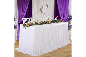 NSSONBEN Tüll Tischrock Weiß Tischröcke Tischdeko für Babyparty, Baby Shower Mädchen, Hochzeit, Geburtstag, Kindergeburtstag, Kommunion 183cm×77cm Tüll Tischrock