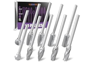 YURINWOO Wiertła z węglika spiekanego kompatybilne z Dremel, podwójne wiertło obrotowe ze stali wolframowej, 5 szt., wiertło do rzeźbienia w drewnie, 5 szt., z chwytem 1/20.3 cm, odpowiednie do drewna, metalu