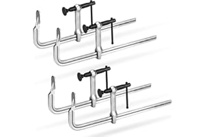 SHALL Juego de abrazaderas de tornillo de 4 piezas, alcance de 300 mm (12 pulgadas), fuerza de sujeción de 200 kg (440 libras), acero forjado, fijación precisa de piezas de madera