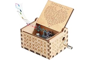 SAKRUDA Wooden Music Box for Girlfriend,Boyfriend,Wife,Husband,Lover,Hand Crank Melody Can’t Help Falling in Love,Engraved Vintage Musical Box,Gift to Girlfriend Wife on Birthday,Anniversary, Valentine’s Day