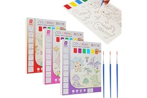 OSDUE Confezione da 3 libri da colorare ad acquerello, con colori ad acqua, per bambini di età compresa tra 1 e 4, libro magico, regalo per lavori artigianali (A4)