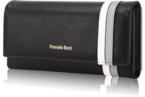 Pomelo Best Portfel damski, duży portfel z blokadą RFID, smukły portfel z wieloma przegródkami na karty i kieszonką na monety, czarny, L, Nowoczesny
